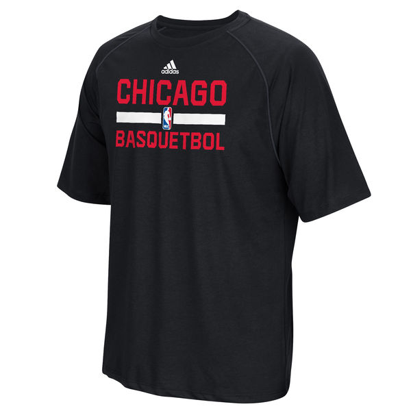 NBA Men Chicago Bulls adidas Noches EneBeA Practicewear Performance TShirt Black->nba t-shirts->Sports Accessory